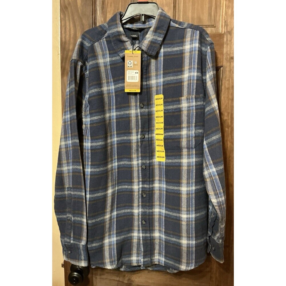 Eddie Bauer Insignia Blue Canyon Plaid Flannel Shirt Medium NWT